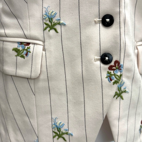 Anthropologie Floral Pinstripe Halter Vest Medium Feminine Menswear Tailored NWT - Picture 8 of 9